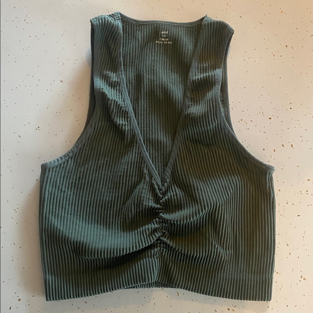 Aerie Green Ribbed Bralette